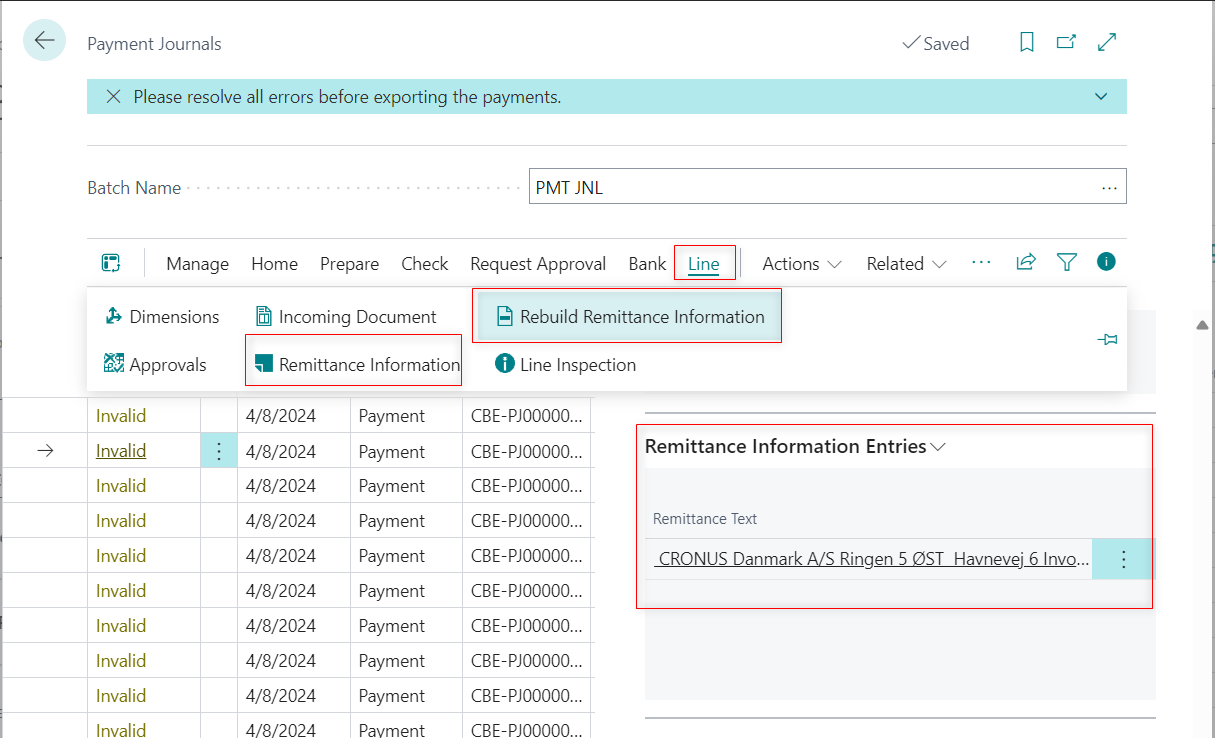 Rebuild remittance information