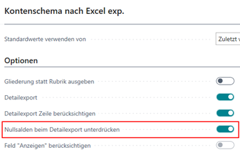 Nullsalden beim Kontenschema Excel Export