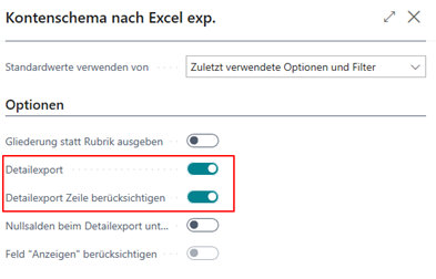 Kontenschema Excel Export