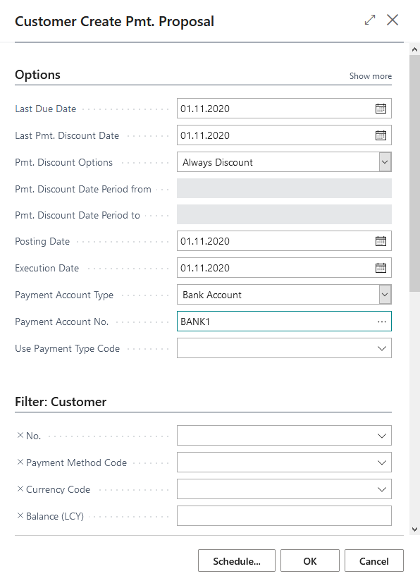 Create Customer Payment Proposal