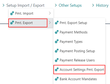 Pmt Export Account Settings