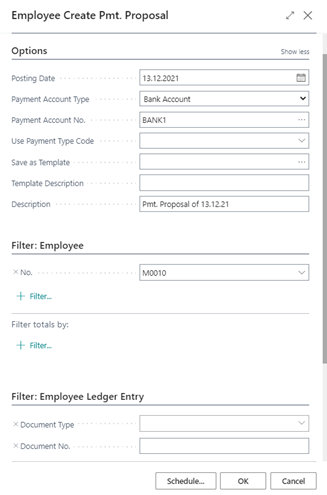 Role Center access Employees Payment Proposal