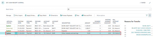 Alt. Bal. Account Result