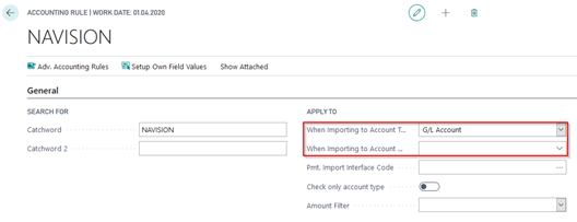 Acc. rule import to account infos