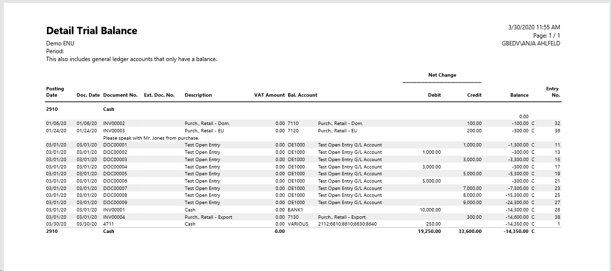 Ext. Detail Trial Balance - Preview
